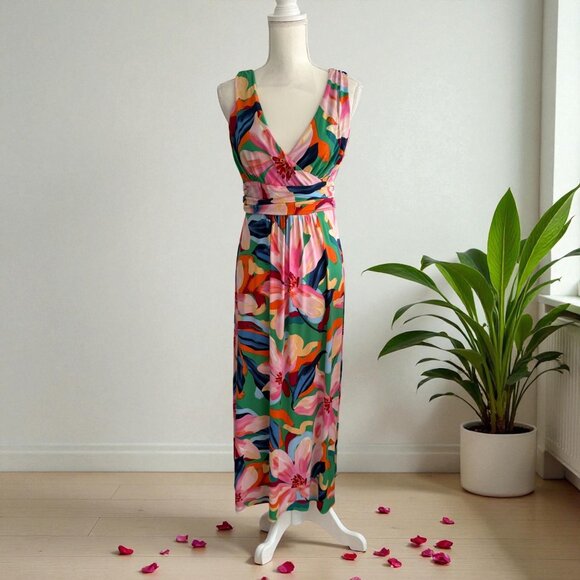 PAPPAGALLO Multicolor Floral Maxi Dress Size Small - Picture 1 of 14
